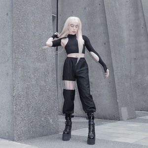 Brand New High Waisted Pearl Hollow Pants